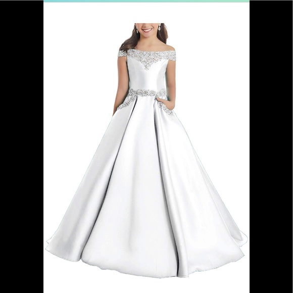 Other - White flower girl dress with silver rhinestones